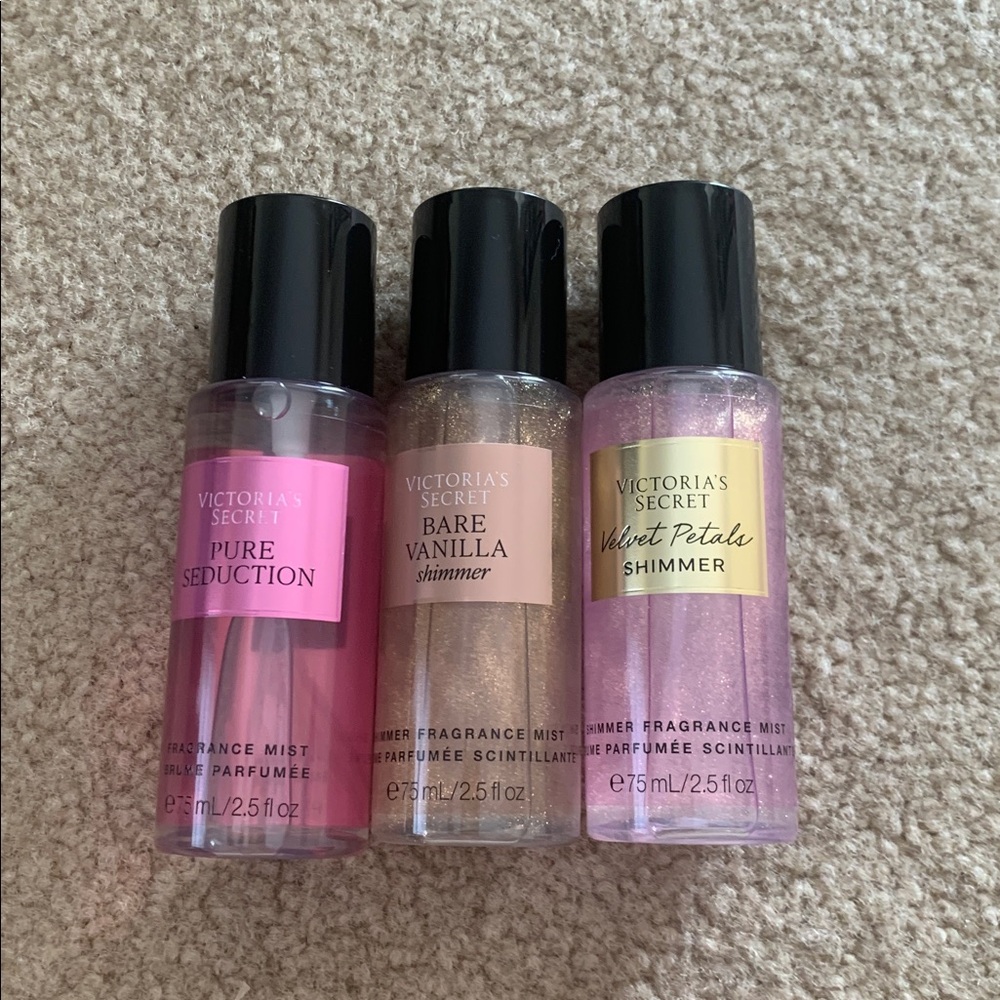 Three Travel size mists